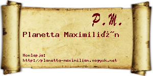 Planetta Maximilián névjegykártya